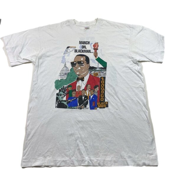 Vintage Million Man March Blackman T-Shirt Size XL Black Activism 1995 90s RARE - Picture 1 of 7